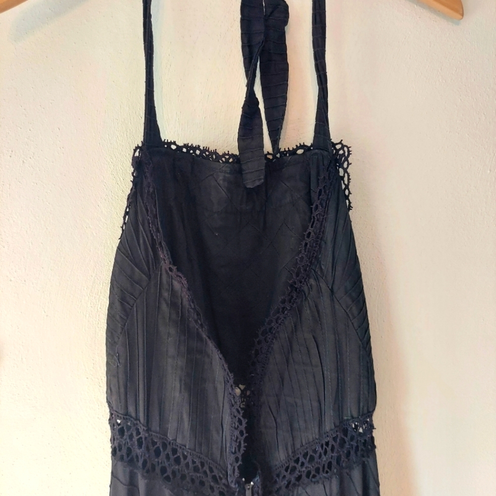 VINTAGE - 14 - Black Maxi Dress with Colorful Embroidery - Picture 5 of 7